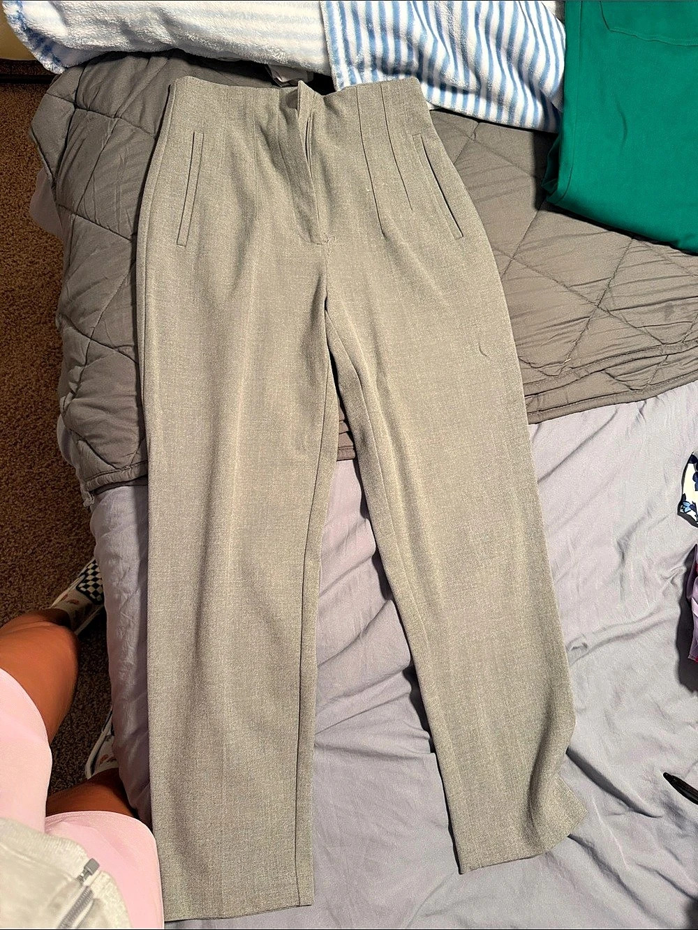 Zara High-Waisted Pants with Front Seams Gray